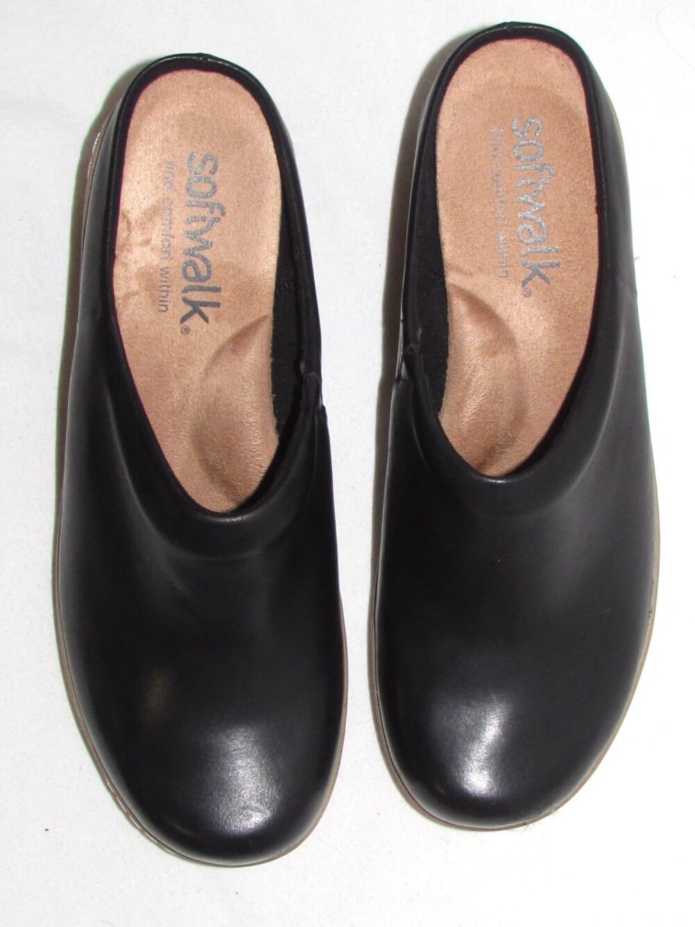 NEW Ladies SOFTWALK Black LeatherComfort Clogs Heels Shoes 9 N Orig $144 - Picture 3 of 10